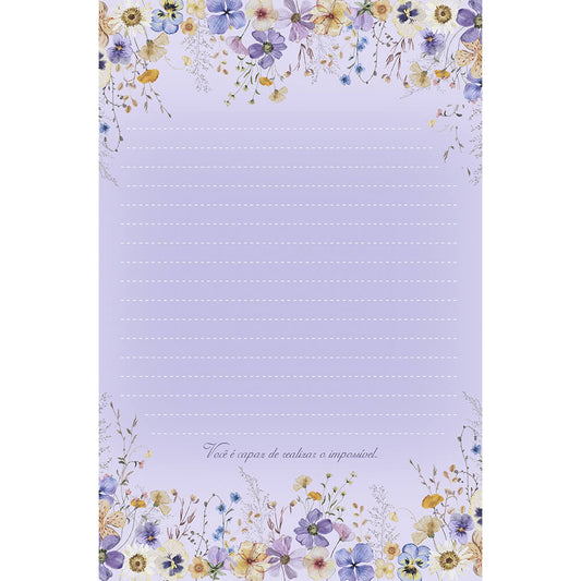 Papel de Carta Flores do Campo Lilás - 5 unidades