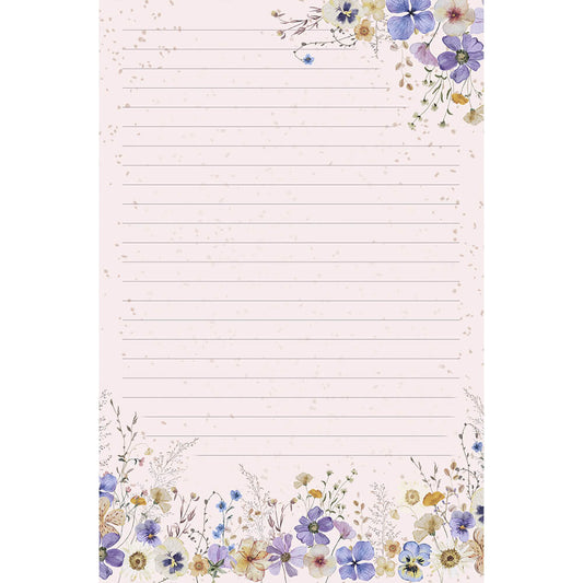 Papel de Carta Flores do Campo Rosa - 5 unidades