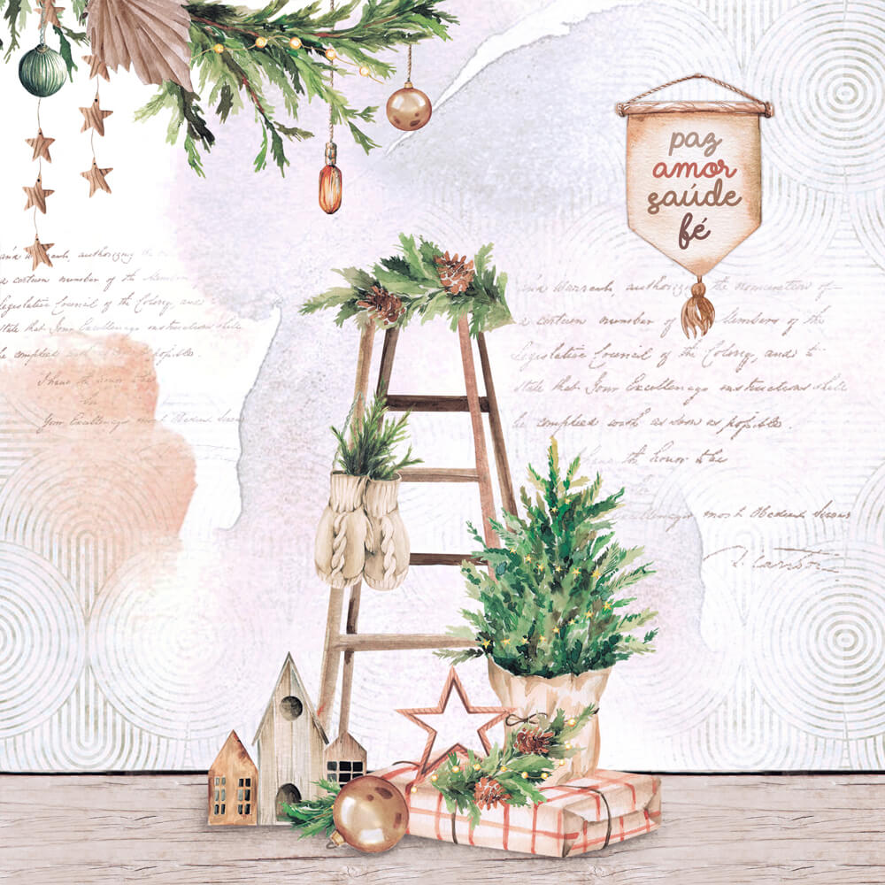 Bloco de Papel para Scrapbook Natal Boho 15x15cm Litoarte