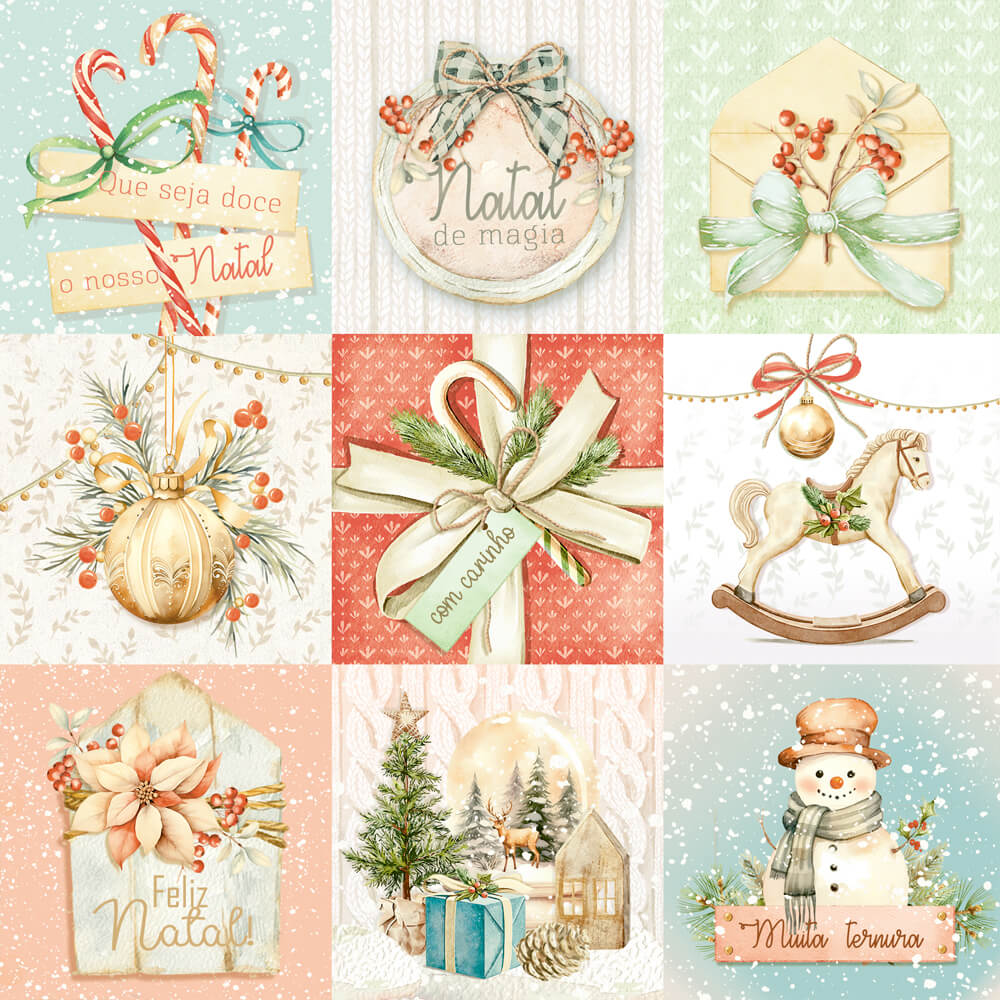 Bloco de Papel para Scrapbook Natal Ternura 15x15cm Litoarte