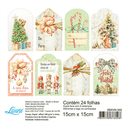 Bloco de Papel para Scrapbook Natal Ternura 15x15cm Litoarte