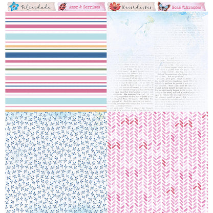 Papel Scrapbook Flores do Campo Litoarte 30,5x30,5 Dupla Face