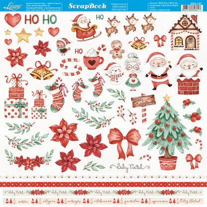 Papel Scrapbook Natal Doce Natal Litoarte 30,5x30,5 Dupla Face