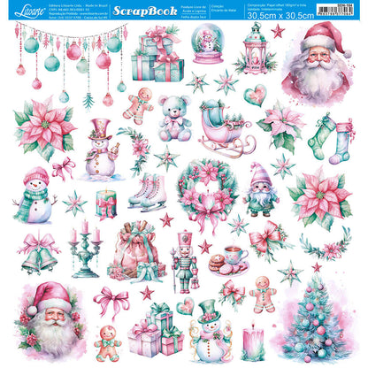 Papel Scrapbook Natal Encanto de Natal Litoarte 30,5x30,5 Dupla Face