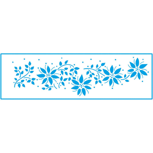 Stencil 28x8cm Flores Litoarte